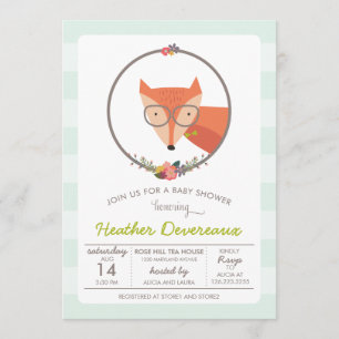 Fox Baby Boy Baby shower Kaart