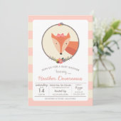 Fox Baby Girl Baby shower Kaart (Staand voorkant)