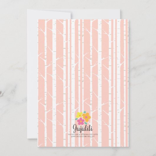 Fox Baby Girl Baby shower Kaart (Achterkant)