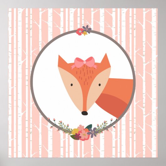 Fox Baby Girl Nursery Poster (Voorkant)