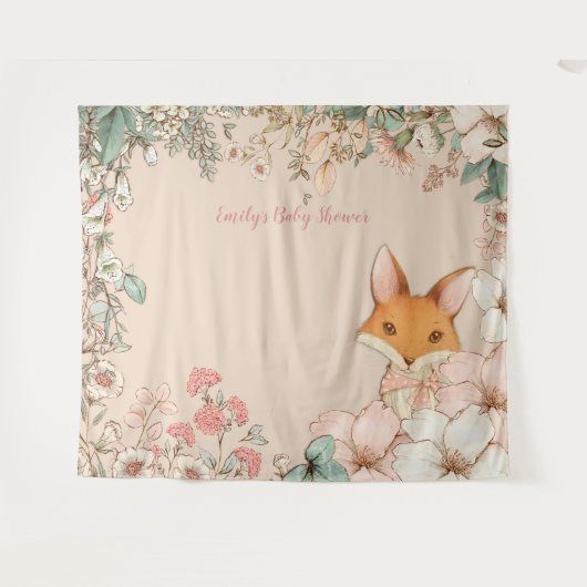  Fox Baby shower Achtergrond Landschap Peach Wandkleed (Voorkant (horizontaal))