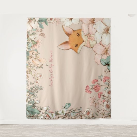  Fox Baby shower Achtergrond Landschap Peach Wandkleed (Voorkant)