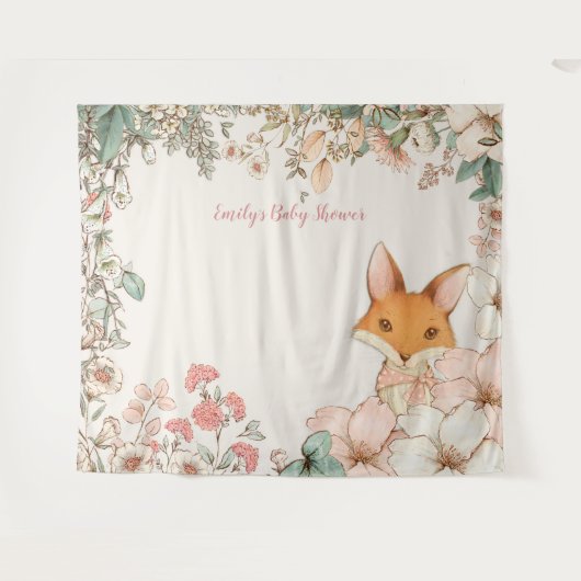  Fox Baby shower Achtergrond Landschapscrème Wandkleed (Voorkant (horizontaal))