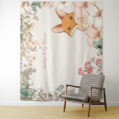  Fox Baby shower Achtergrond Landschapscrème Wandkleed (In situ)