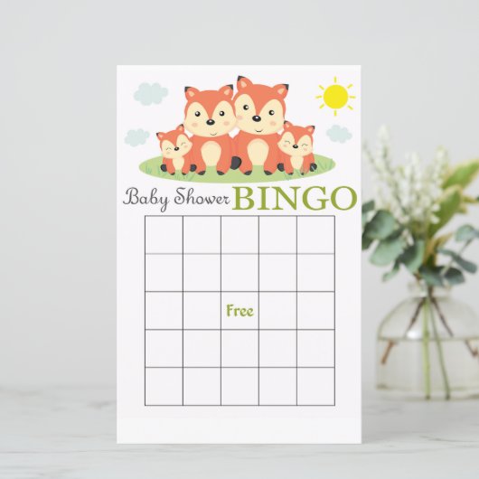 Fox baby shower bingo (Staand voorkant)