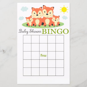 Fox baby shower bingo