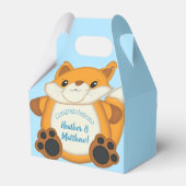 Fox Baby shower Blue Bedankdoosjes (Achterkant)