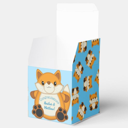 Fox Baby shower Blue Bedankdoosjes (Geopend)