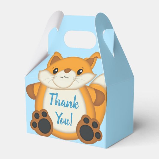 Fox Baby shower Blue Bedankdoosjes (Voorkant Zijde)