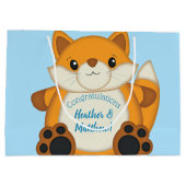 Fox Baby shower Blue Groot Cadeauzakje (Achterkant)