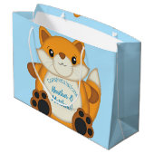 Fox Baby shower Blue Groot Cadeauzakje (Achterkant Gekanteld)