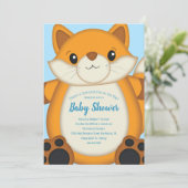 Fox Baby shower Blue Kaart (Staand voorkant)