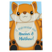 Fox Baby shower Blue Medium Cadeauzakje (Voorkant)