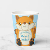 Fox Baby shower Blue Papieren Bekers (Achterkant)