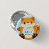 Fox Baby shower Blue Ronde Button 3,2 Cm (Voorkant /achterkant)