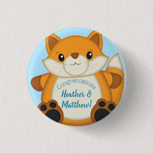 Fox Baby shower Blue Ronde Button 3,2 Cm