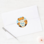Fox Baby shower Blue Ronde Sticker (Envelop)