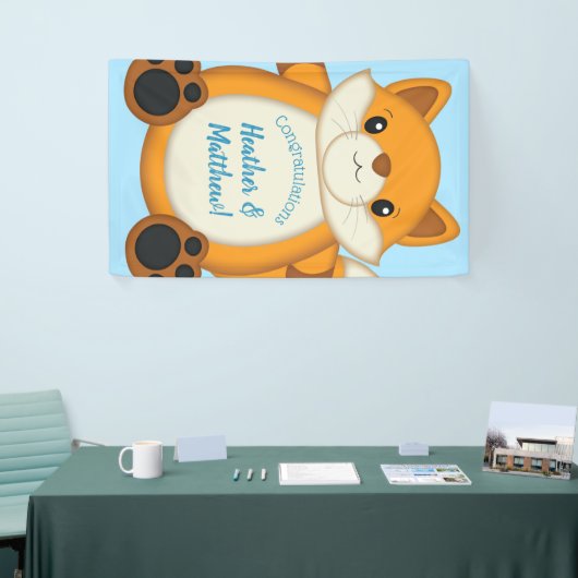 Fox Baby shower Blue Spandoek (Beurs)