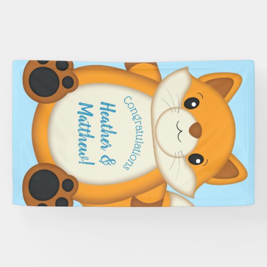Fox Baby shower Blue Spandoek (Horizontaal)