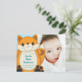Fox Baby shower Blue Woodland Briefkaart (Staand voorkant)