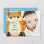 Fox Baby shower Blue Woodland Briefkaart (Voorkant / Achterkant)