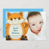 Fox Baby shower Blue Woodland Kaart (Voorkant / Achterkant)