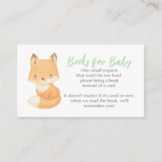 Fox Baby shower Book Request Informatiekaartje (Voorkant)