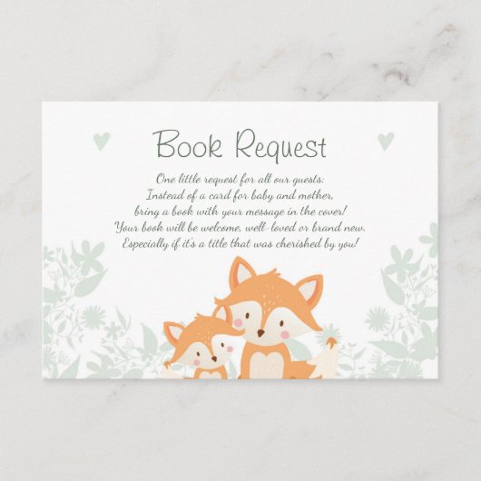 Fox Baby shower Breng een boekenkaart Woodland Informatiekaartje (Voorkant)