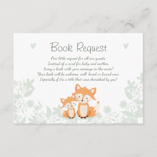 Fox Baby shower Breng een boekenkaart Woodland Informatiekaartje (Voorkant)