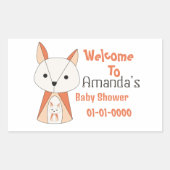 Fox Baby shower Cartoon Rechthoekige Sticker (Voorkant)