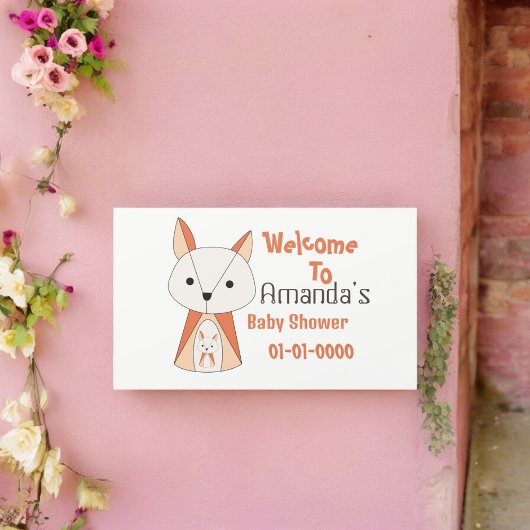 Fox Baby shower Cartoon Rechthoekige Sticker