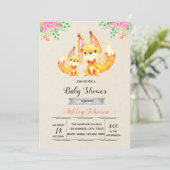 Fox baby shower-feestuitnodiging kaart (Staand voorkant)