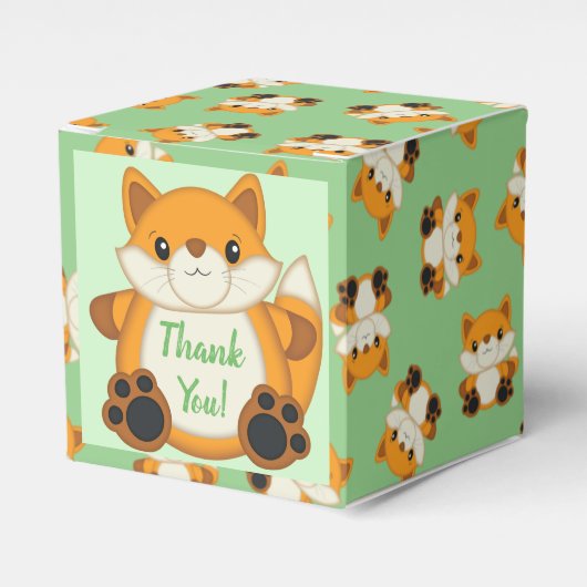 Fox Baby shower Green Bedankdoosjes (Voorkant Zijde)