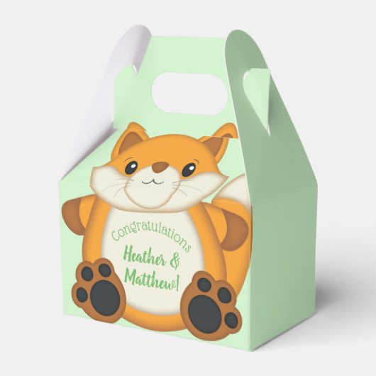 Fox Baby shower Green Bedankdoosjes (Voorkant Zijde)