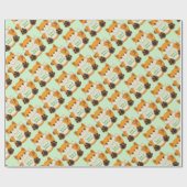 Fox Baby shower Green Cadeaupapier (Vlak)