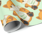 Fox Baby shower Green Cadeaupapier (Rol Hoek)