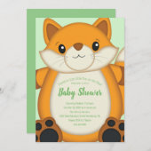 Fox Baby shower Green Kaart (Voorkant / Achterkant)