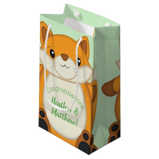 Fox Baby shower Green Klein Cadeauzakje (Voorkant Gekanteld)
