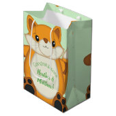 Fox Baby shower Green Medium Cadeauzakje (Voorkant Gekanteld)