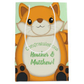 Fox Baby shower Green Medium Cadeauzakje (Voorkant)