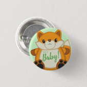 Fox Baby shower Green Ronde Button 3,2 Cm (Voorkant /achterkant)