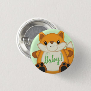 Fox Baby shower Green Ronde Button 3,2 Cm