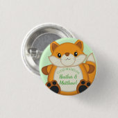 Fox Baby shower Green Ronde Button 3,2 Cm (Voorkant /achterkant)