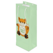 Fox Baby shower Green Wijn Cadeautas (Achterkant Gekanteld)