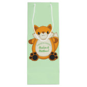 Fox Baby shower Green Wijn Cadeautas (Achterkant)