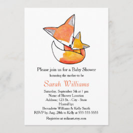 Fox Baby shower Invitation Fox Mam Baby Woodland Kaart