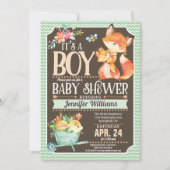 Fox Baby shower Invitation, Woodland Boy Kaart (Voorkant)