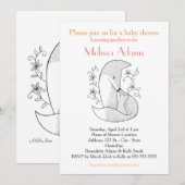 Fox Baby shower Invitation Woodland Fox Mam & Baby Kaart (Voorkant / Achterkant)