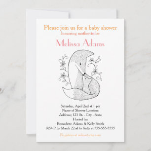 Fox Baby shower Invitation Woodland Fox Mam & Baby Kaart