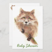 Fox Baby shower Kaart (Voorkant / Achterkant)